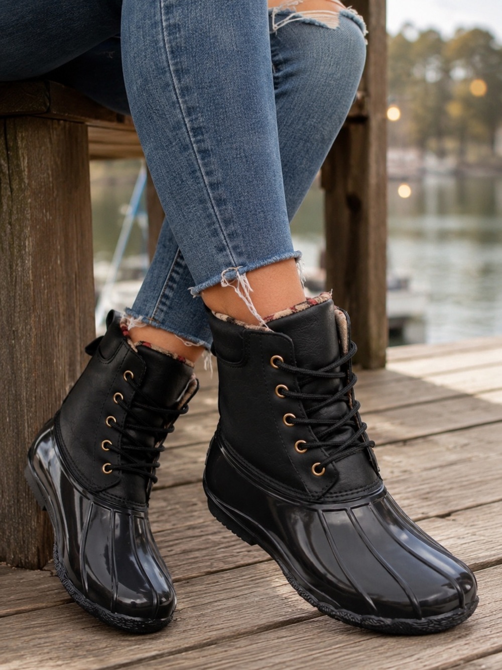 🖤 Jessica Carlyle Black Duck Boots | SIZE 6 | LIKE NEW